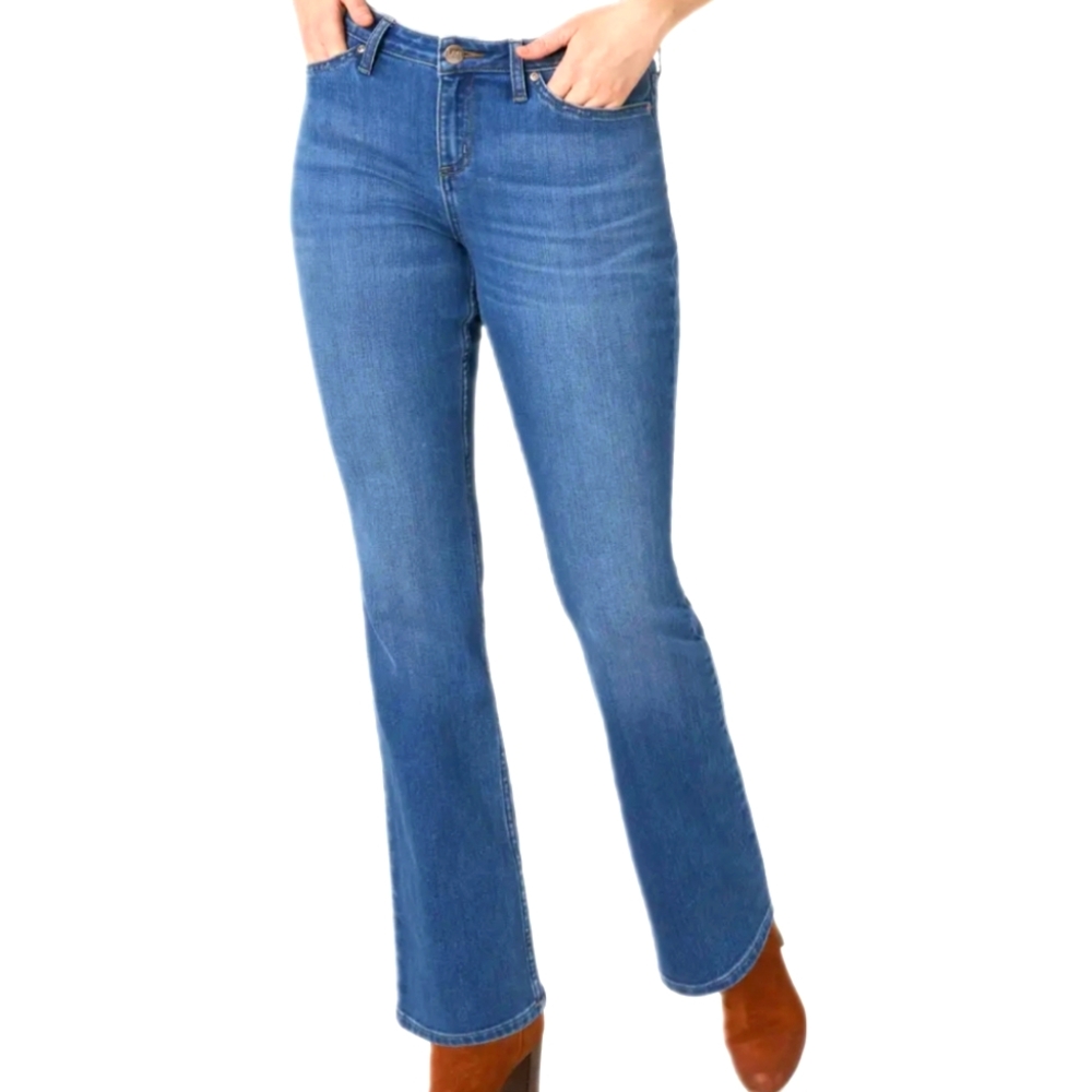 Lee classic cotton blend light-medium wash med rise boot cut denim jeans 8P